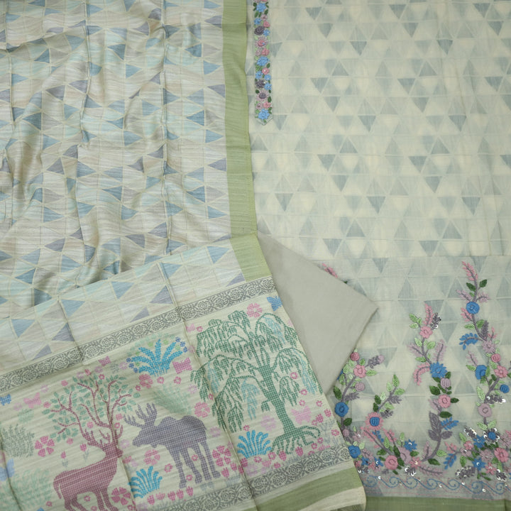 Kohinoor Tea Green Chanderi  Top with Chanderi Dupatta