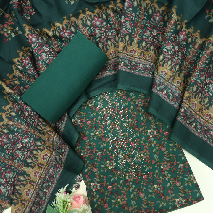 Ruksana Sacramento Green Semi Pashmina Top with Semi Pashmina Dupatta