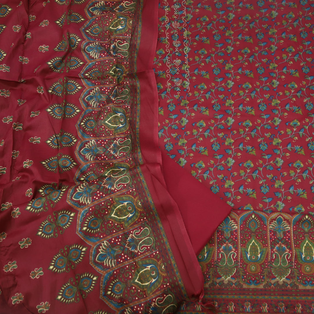 Ruksana Magenta Purple Semi Pashmina Top with Semi Pashmina Dupatta