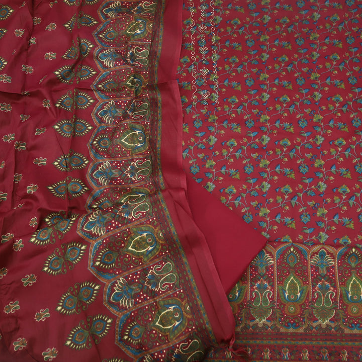 Ruksana Magenta Purple Semi Pashmina Top with Semi Pashmina Dupatta