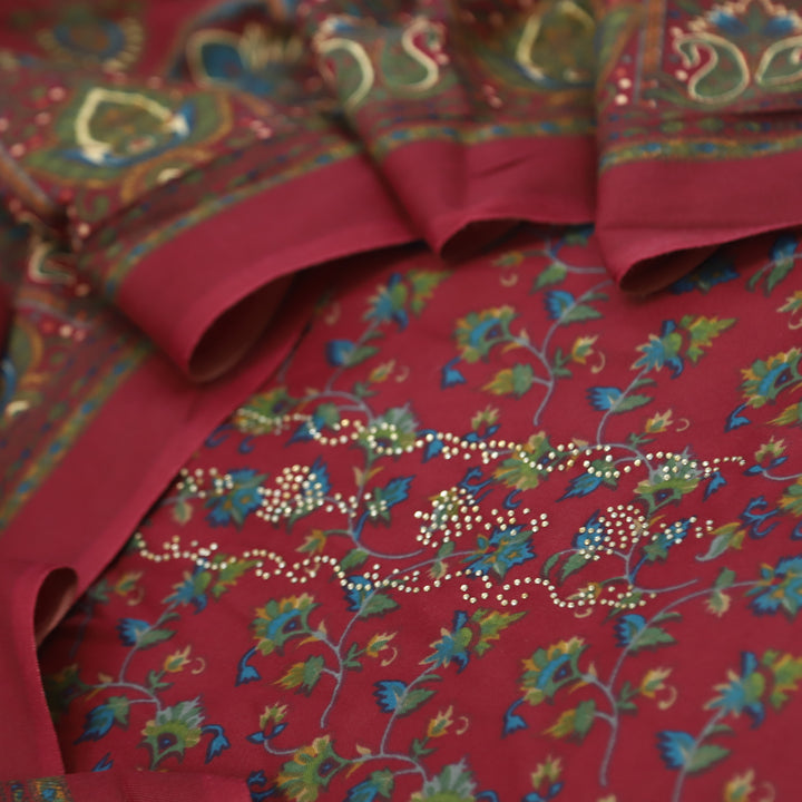 Ruksana Magenta Purple Semi Pashmina Top with Semi Pashmina Dupatta