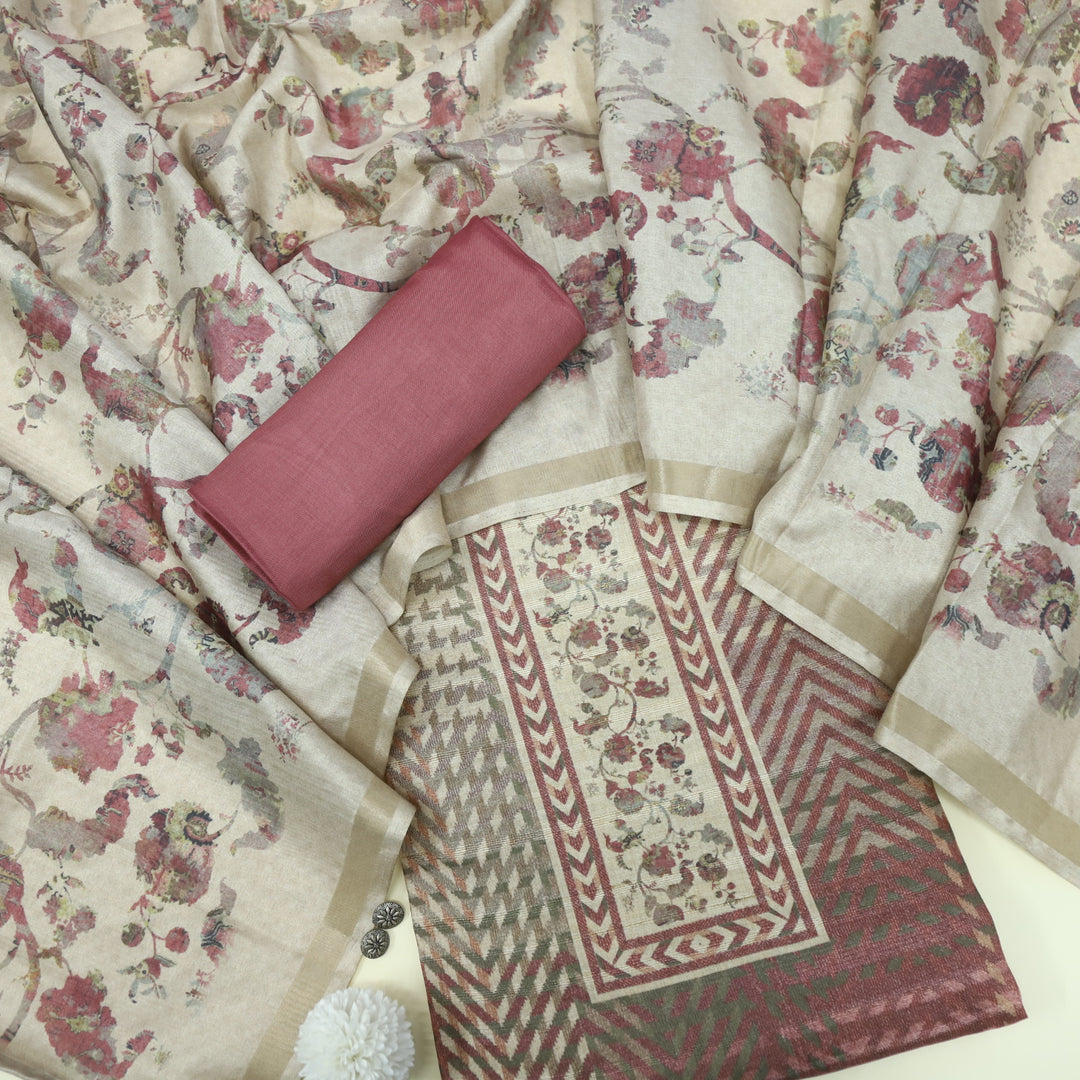 Falsafa Grape Mauve Tussar Chanderi Top With Chanderi Silk Dupatta