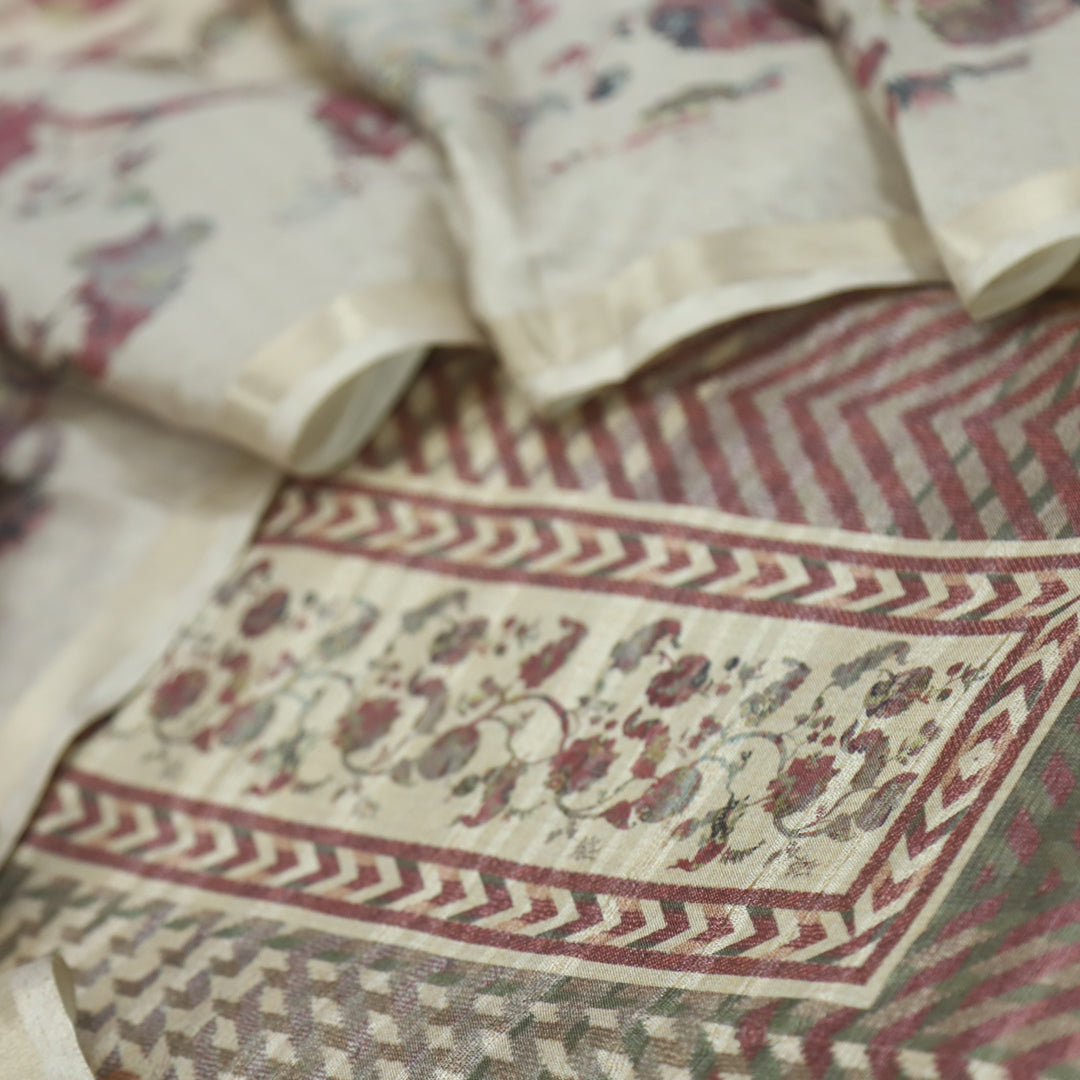 Falsafa Grape Mauve Tussar Chanderi Top With Chanderi Silk Dupatta