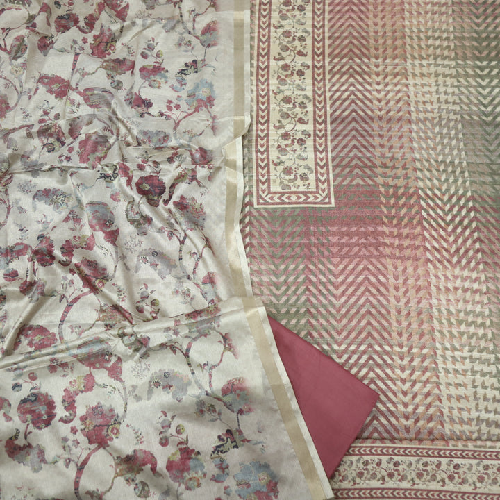 Falsafa Grape Mauve Tussar Chanderi Top With Chanderi Silk Dupatta