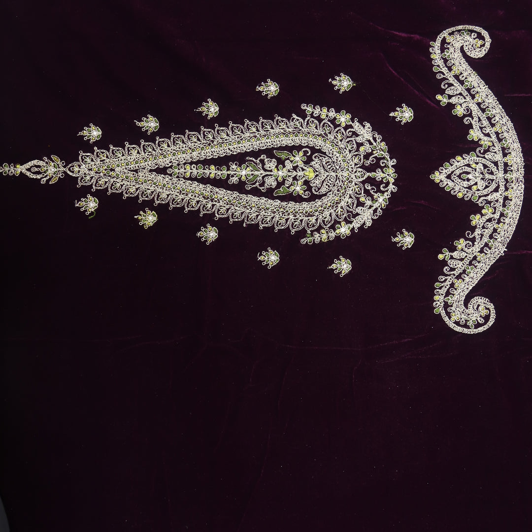 Noor Eggplant Purple Zari Work Velvet Top with Velvet Dupatta