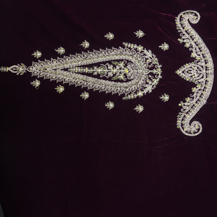Noor Eggplant Purple Zari Work Velvet Top with Velvet Dupatta