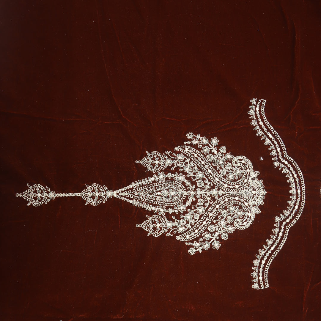Noor Cherry Red Zari Work Velvet Top with Velvet Dupatta