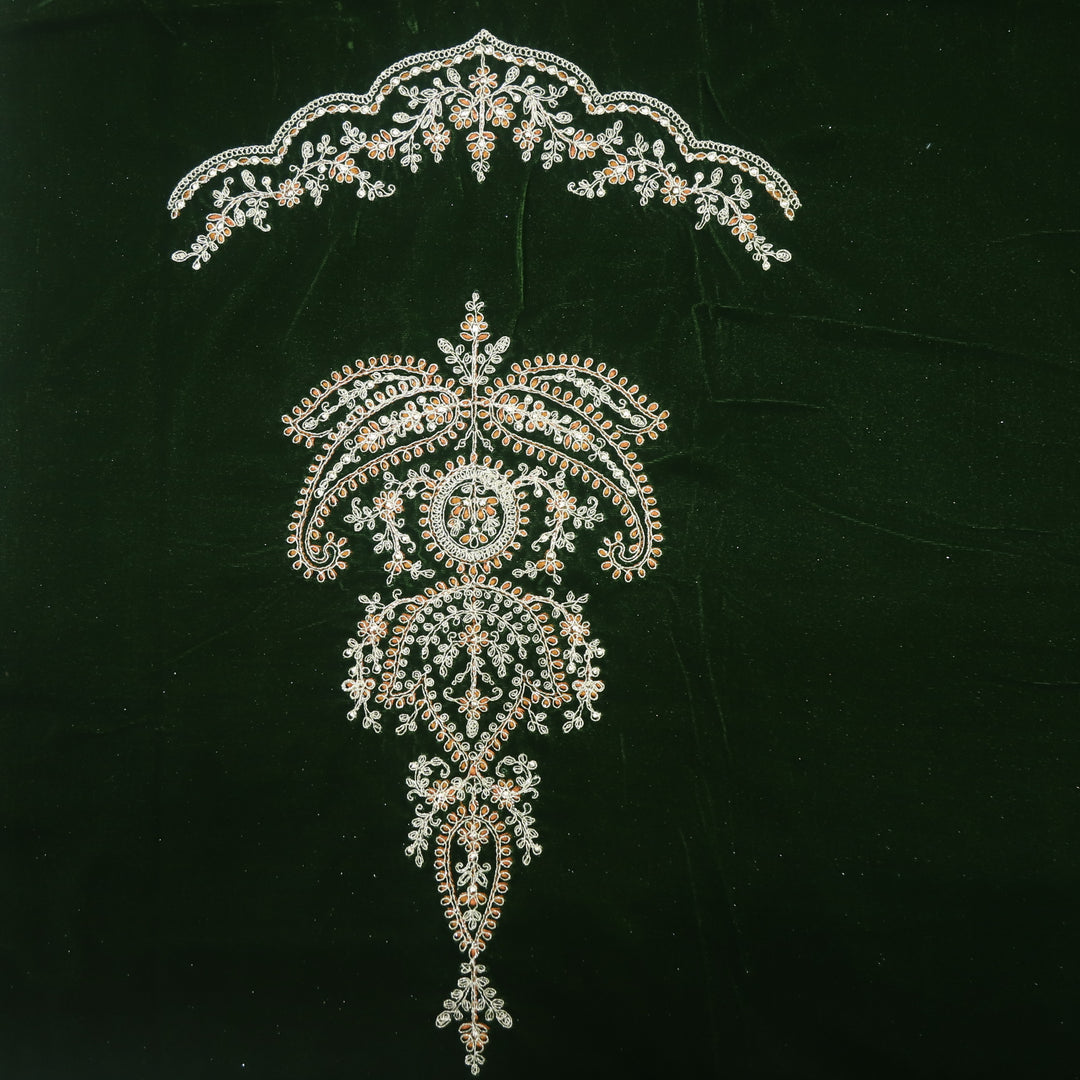 Noor Royal Green Zari Work Velvet Top with Velvet Dupatta