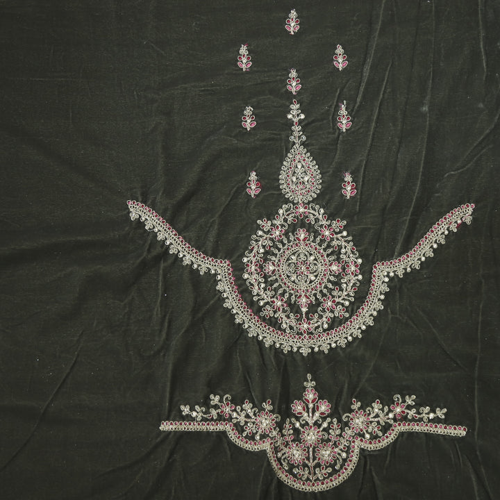 Noor Soft Grey Zari Work Velvet Top with Velvet Dupatta