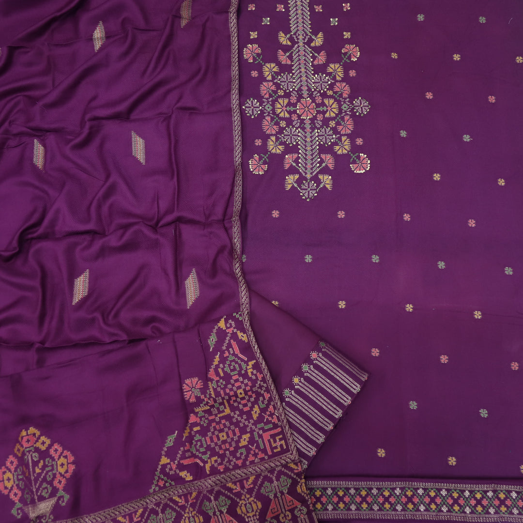 Garj Magenta Purple Semi Pashmina Top with Semi Pashmina Dupatta