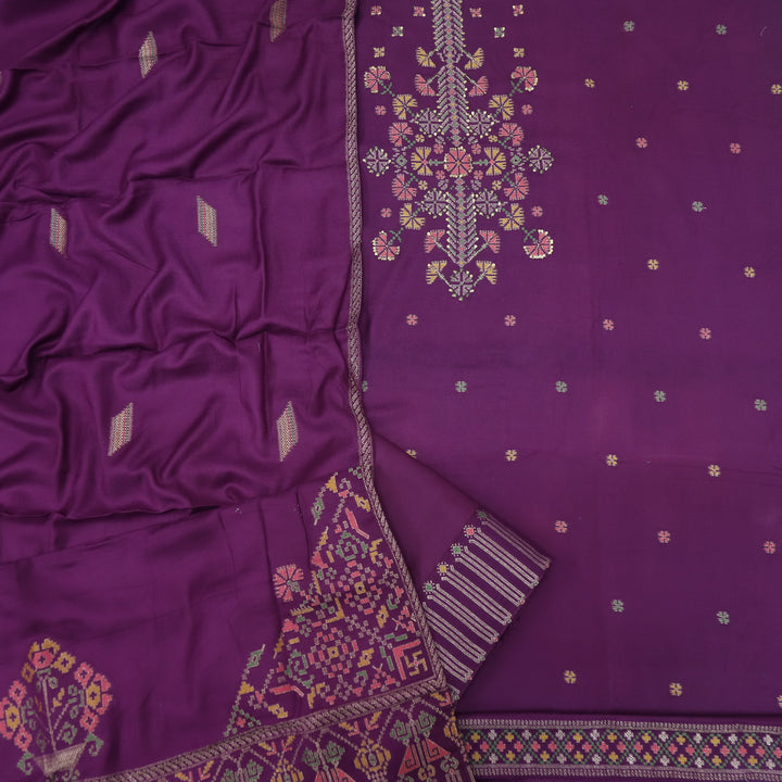 Garj Magenta Purple Semi Pashmina Top with Semi Pashmina Dupatta