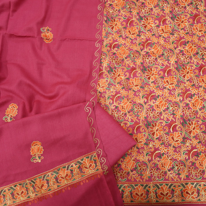 Shaista Charm Pink Embroidered Semi Pashmina Top and Dupatta