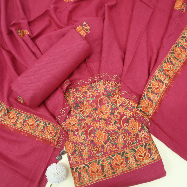 Shaista Charm Pink Embroidered Semi Pashmina Top and Dupatta