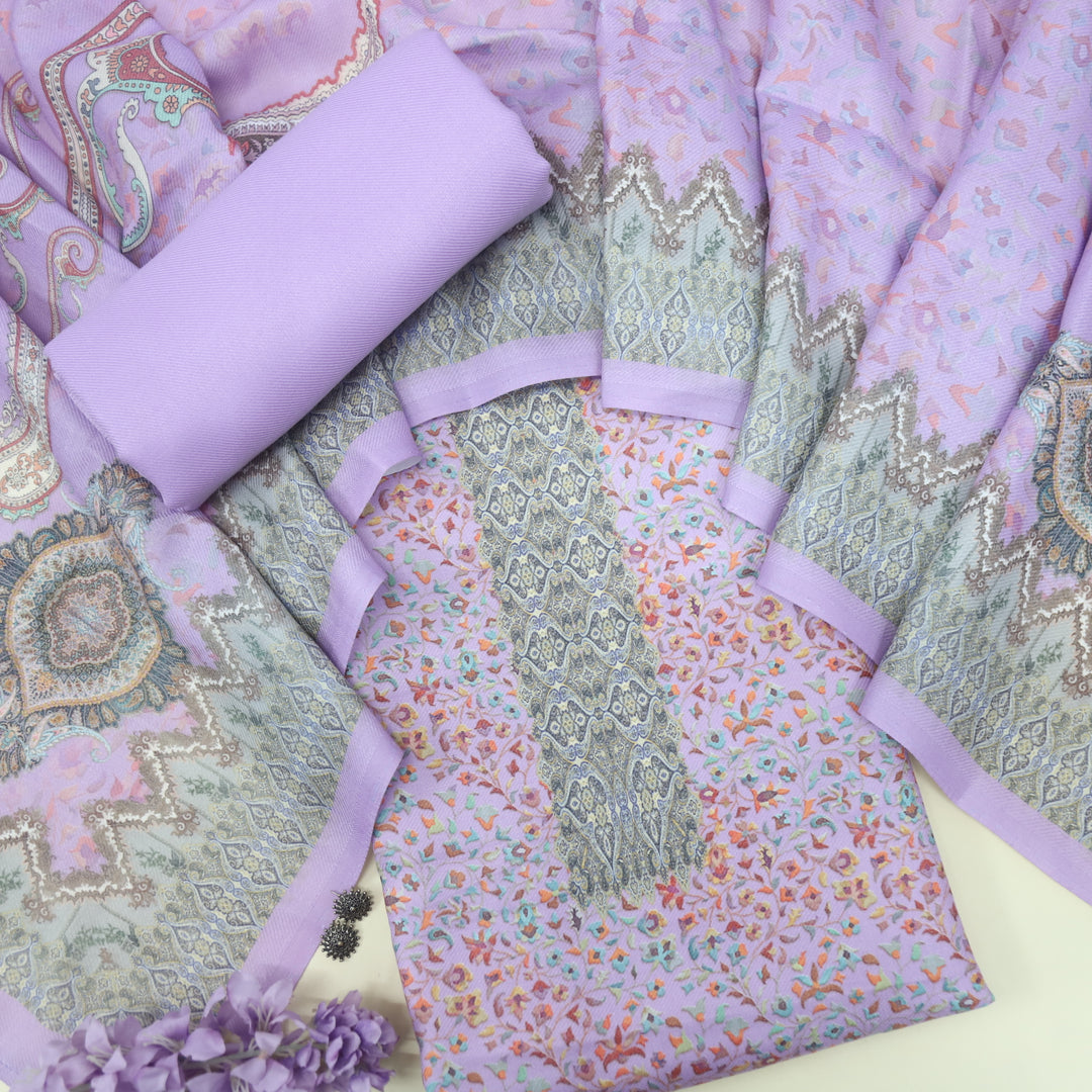 Tawana Lavender Purple Semi Pashmina Top with Semi Pashmina Dupatta-D1