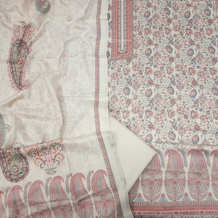 Tawana Beige Purple Semi Pashmina Top with Semi Pashmina Dupatta-D2