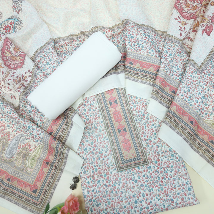 Tawana Pearl White Purple Semi Pashmina Top with Semi Pashmina Dupatta-D2