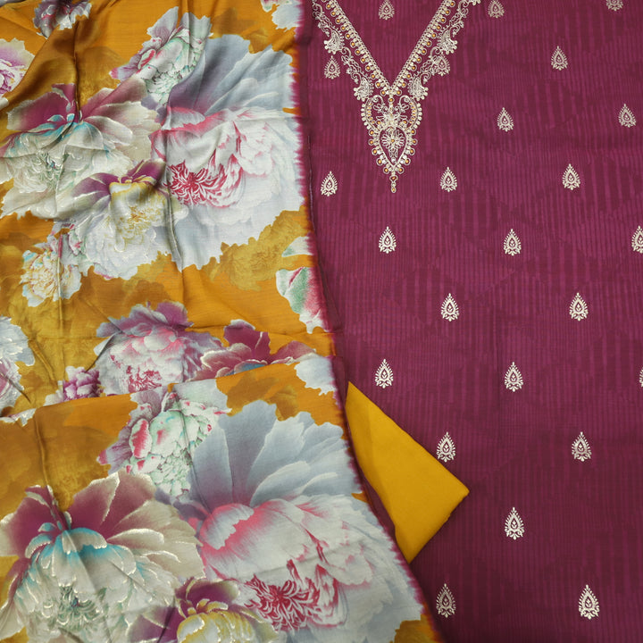 Mukammal Grape Purple Modal Top With Modal Dupatta