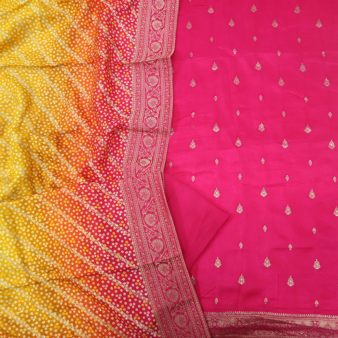 Musavvir Magenta Pink Dola Silk Top and Bhandhej Printed Dola Silk Dupatta