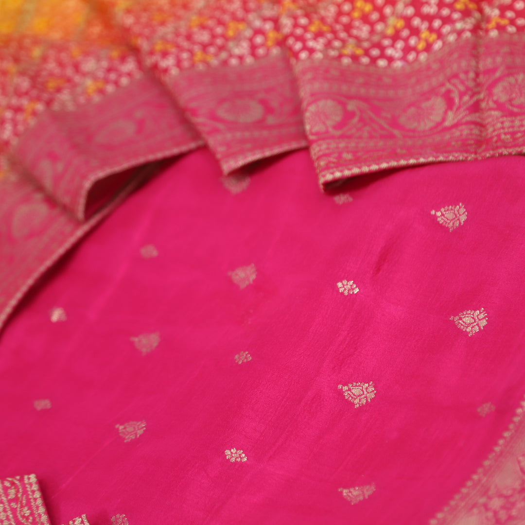 Musavvir Magenta Pink Dola Silk Top and Bhandhej Printed Dola Silk Dupatta