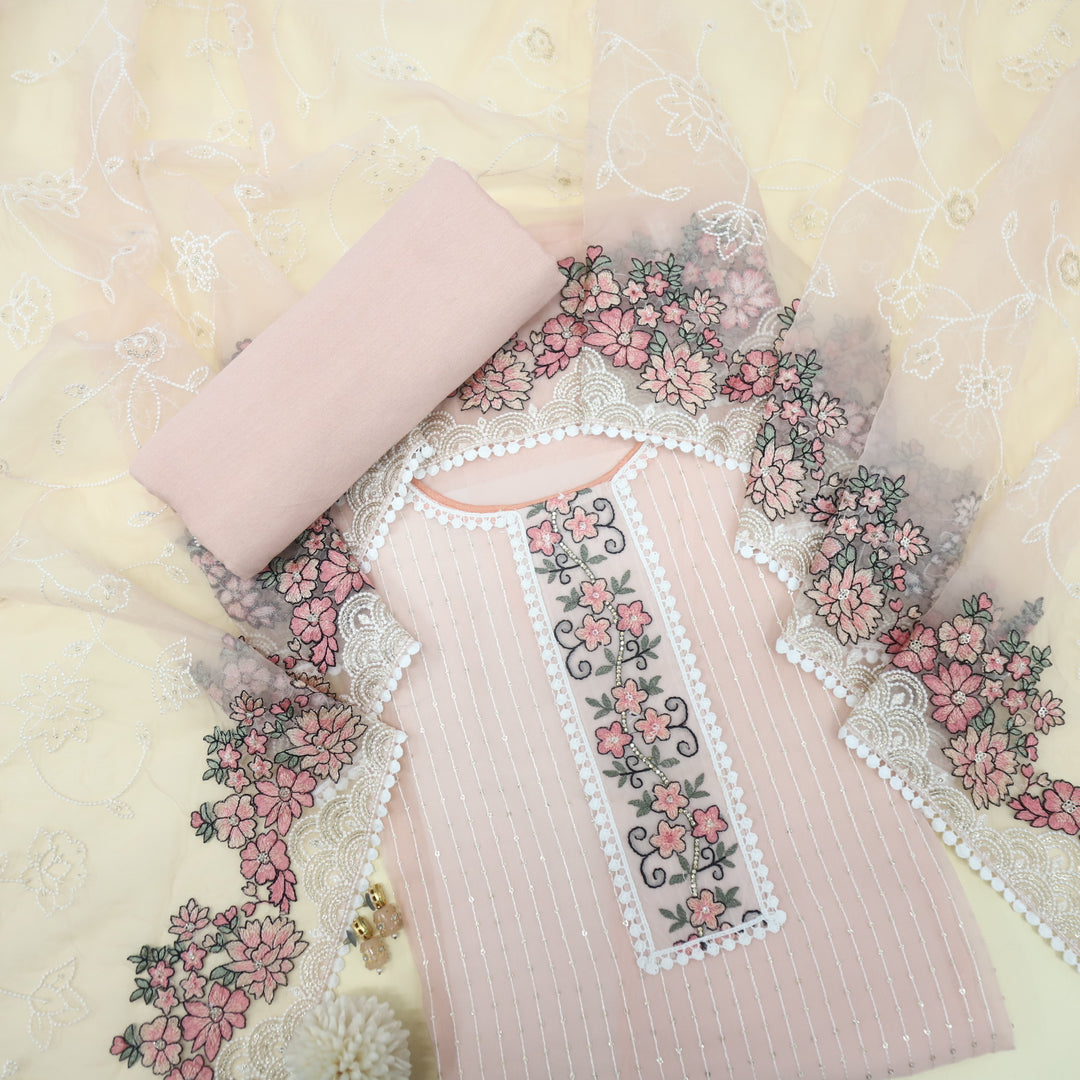 Musavvir Baby Pink Organza Top with Organza Dupatta