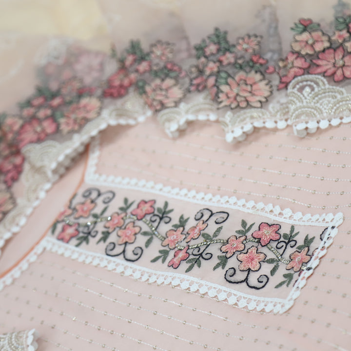 Musavvir Baby Pink Organza Top with Organza Dupatta