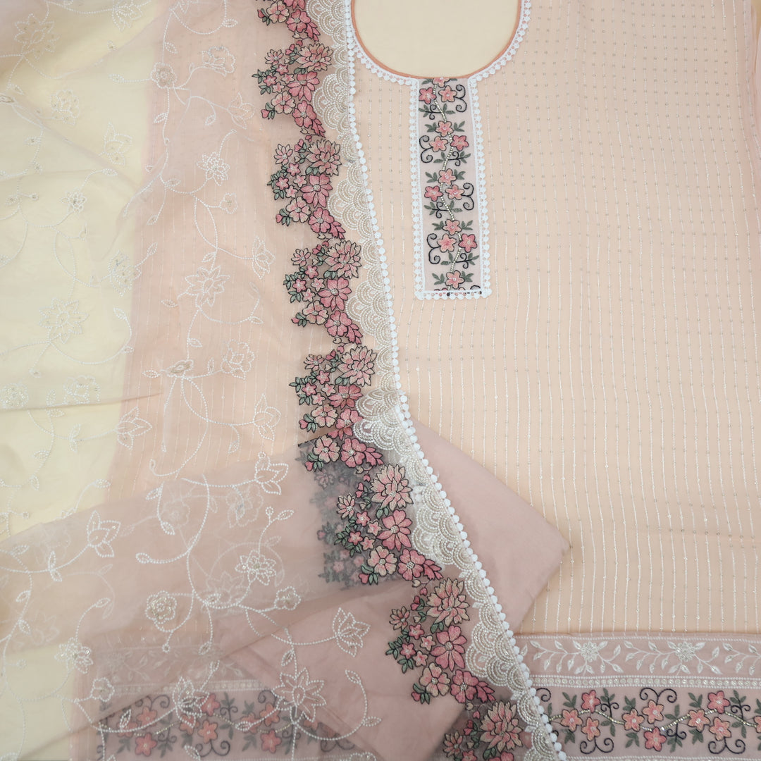 Musavvir Baby Pink Organza Top with Organza Dupatta
