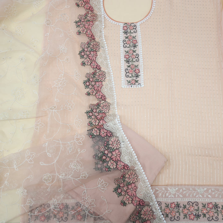 Musavvir Baby Pink Organza Top with Organza Dupatta