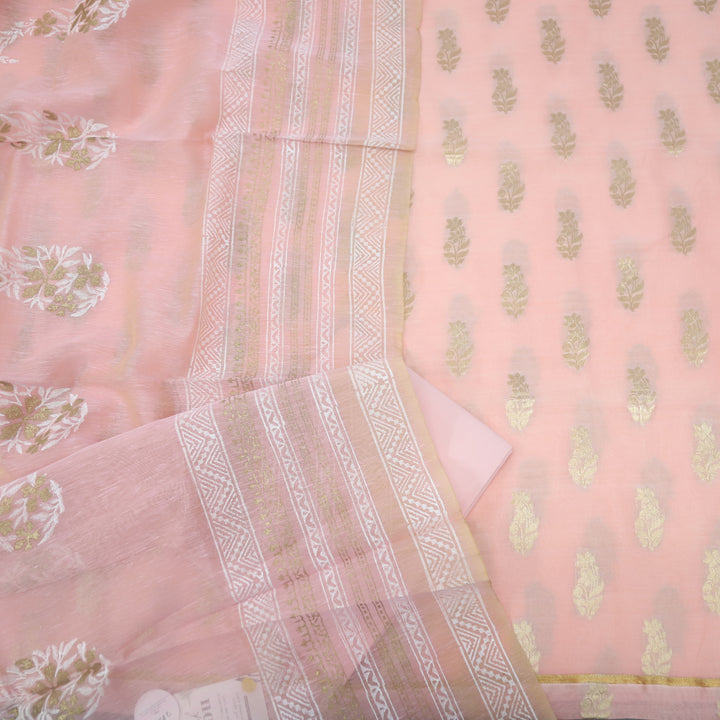Sarang Baby Pink Chanderi Top With Chanderi Dupatta