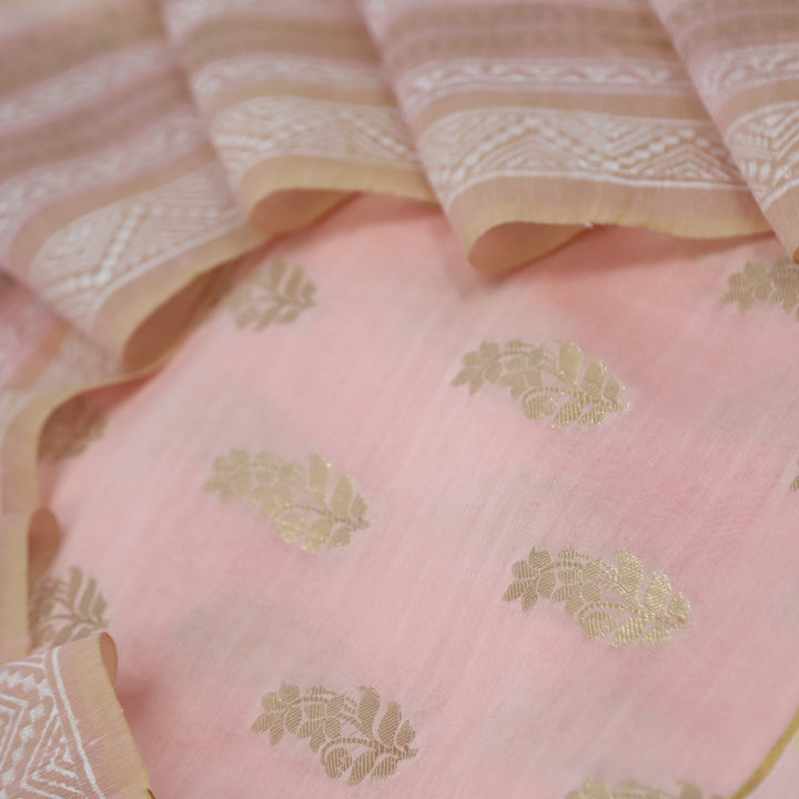 Sarang Baby Pink Chanderi Top With Chanderi Dupatta