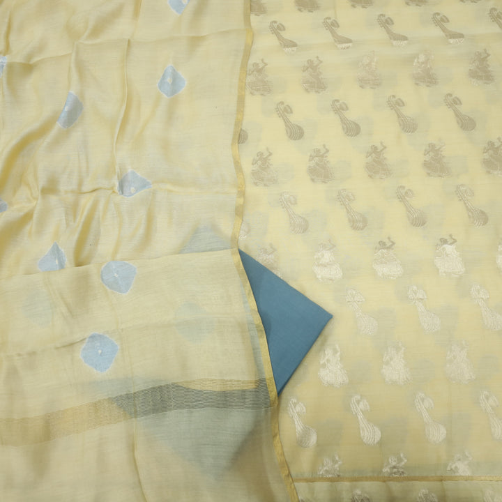 Sarang Royal Yellow Chanderi Top With Printed Chanderi Dupatta