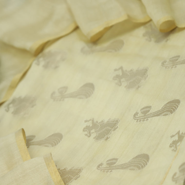 Sarang Royal Yellow Chanderi Top With Printed Chanderi Dupatta