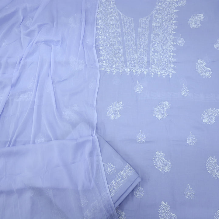 Izhaar Lilac Authentic Chikankari Cotton Suit Set D1