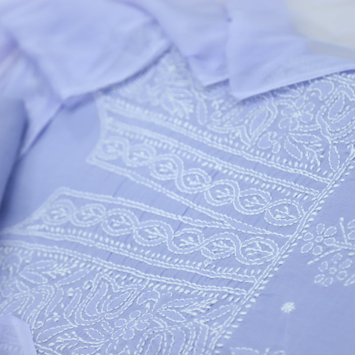 Izhaar Lilac Authentic Chikankari Cotton Suit Set D1