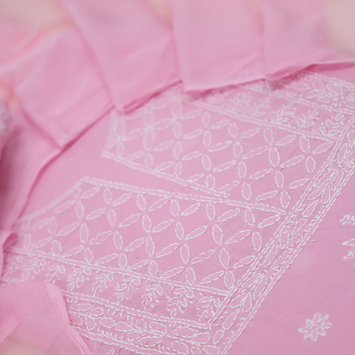Izhaar Baby Pink Authentic Chikankari Cotton Suit Set D3