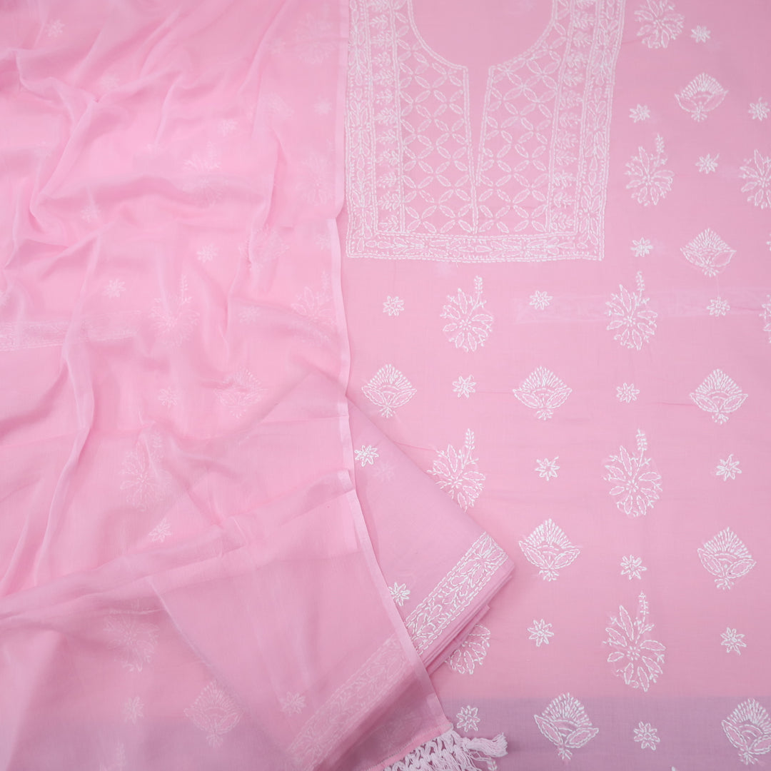 Izhaar Baby Pink Authentic Chikankari Cotton Suit Set D3