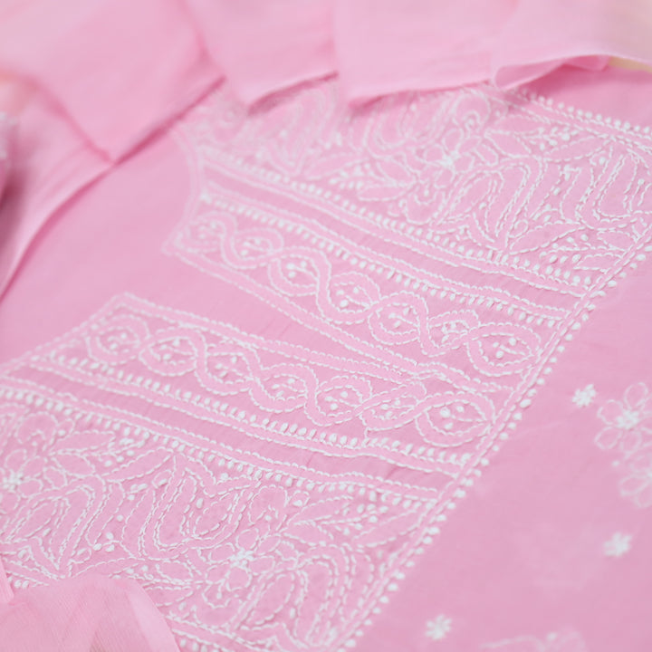 Izhaar Baby Pink Authentic Chikankari Cotton Suit Set-D4