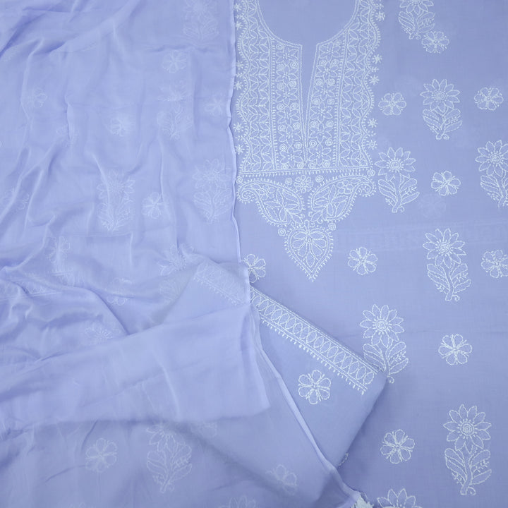 Izhaar Lilac Authentic Chikankari Cotton Suit Set D3