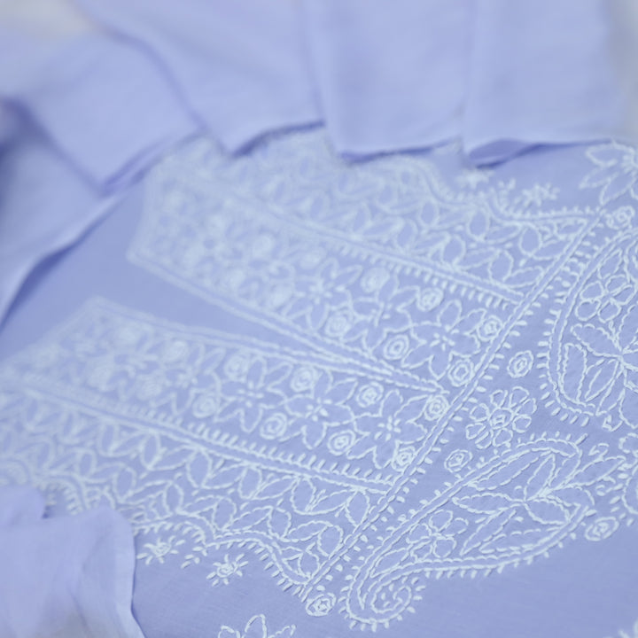 Izhaar Lilac Authentic Chikankari Cotton Suit Set D3