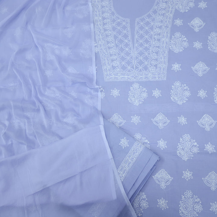 Izhaar Lilac Authentic Chikankari Cotton Suit Set D2