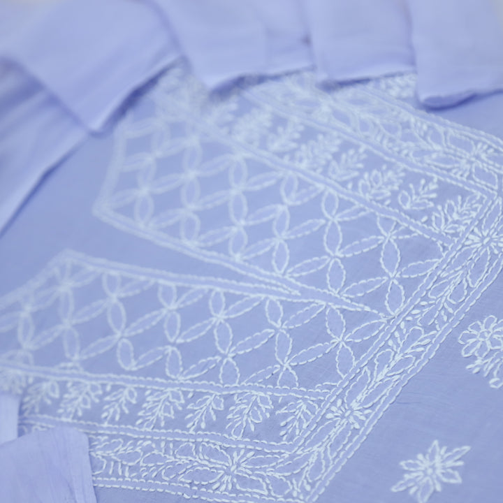 Izhaar Lilac Authentic Chikankari Cotton Suit Set D2