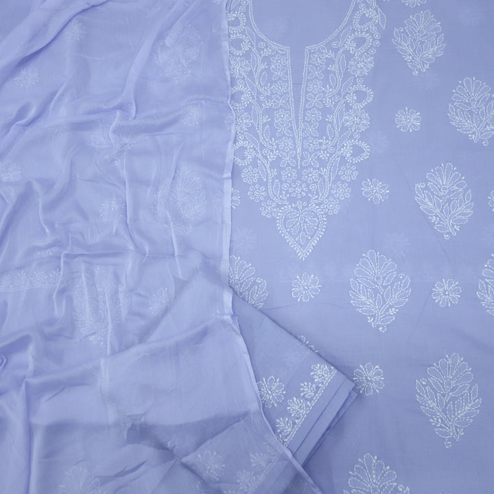 Izhaar Lilac Authentic Chikankari Cotton Suit Set D4