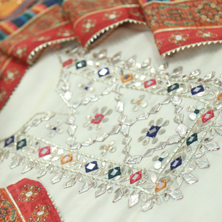 Zulfa Tan Beige Tissue Chanderi Top With Tissue Chanderi Dupatta D-2
