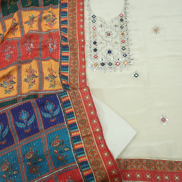 Zulfa Tan Beige Tissue Chanderi Top With Tissue Chanderi Dupatta D-2
