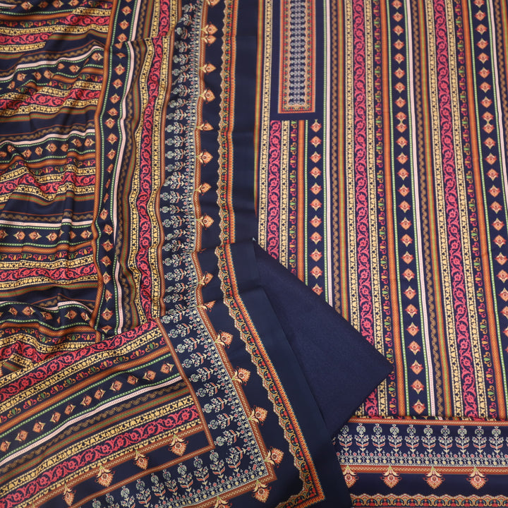 Takhayyal Royal Blue Printed Semi Pashmina Suit Set