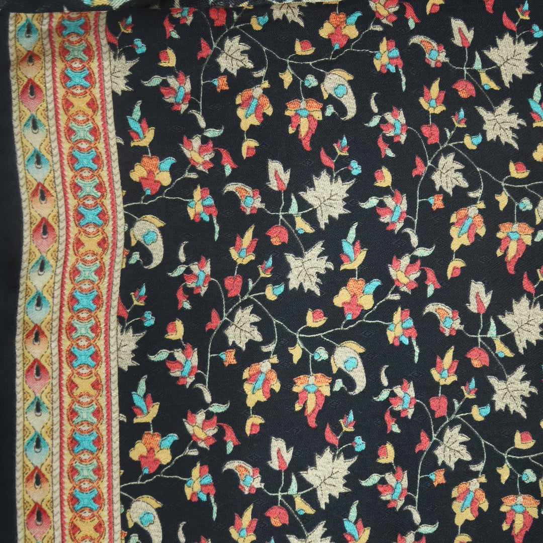 Zameer Oil Black Floral Printed Semi Pashmina Suit Set