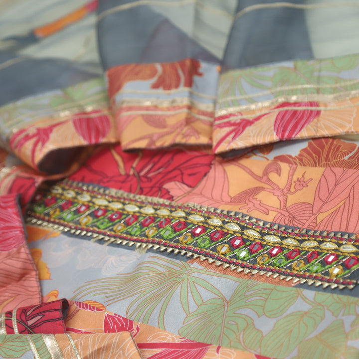 Soundarya Multicolour Floral Digital Printed Muslin Suit Set