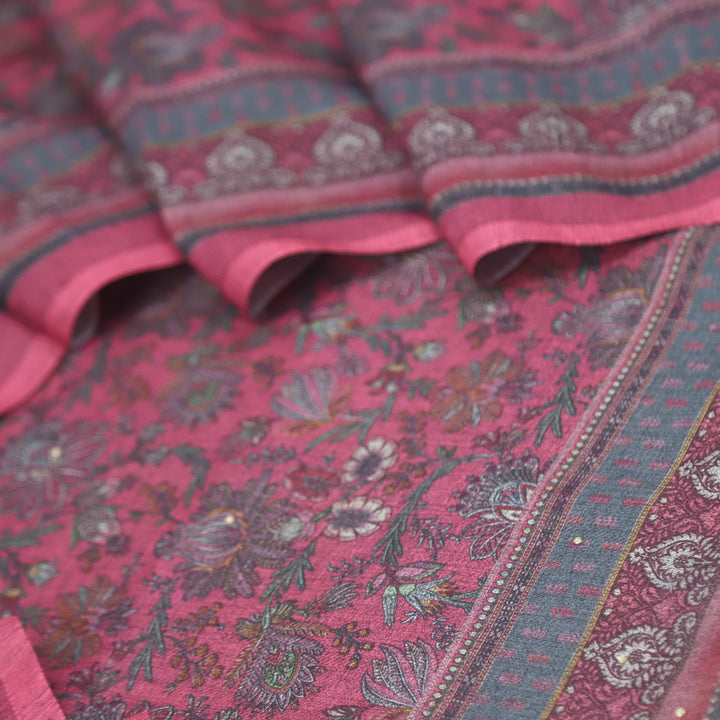 Bhavnaye Mystic Pink Digital Printed Semi Pashmina Suit Set