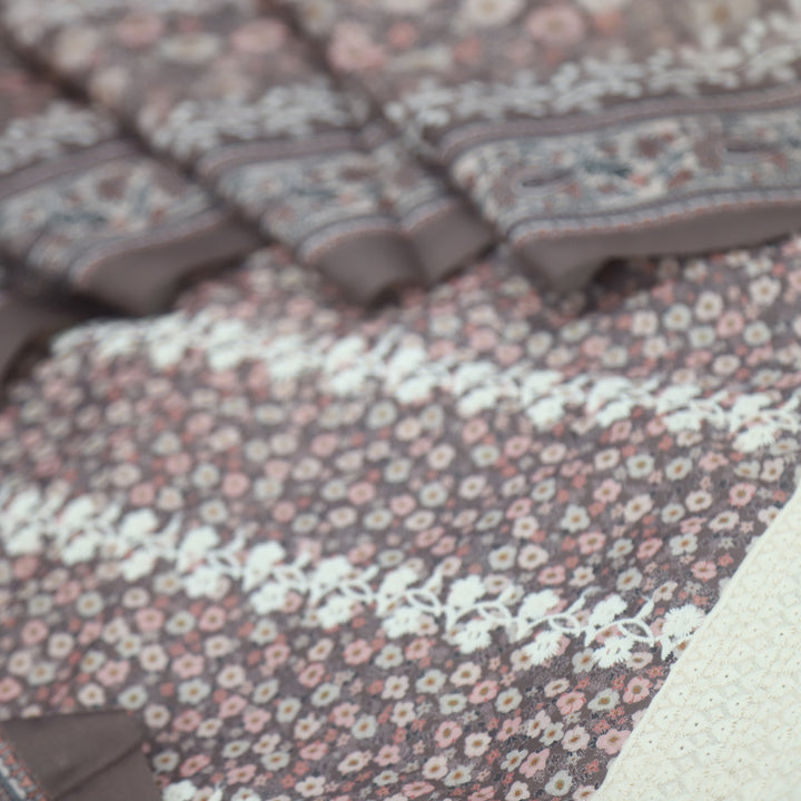 Aarazoo Misty Beige Thread Weaved Printed Semi Pashmina Set