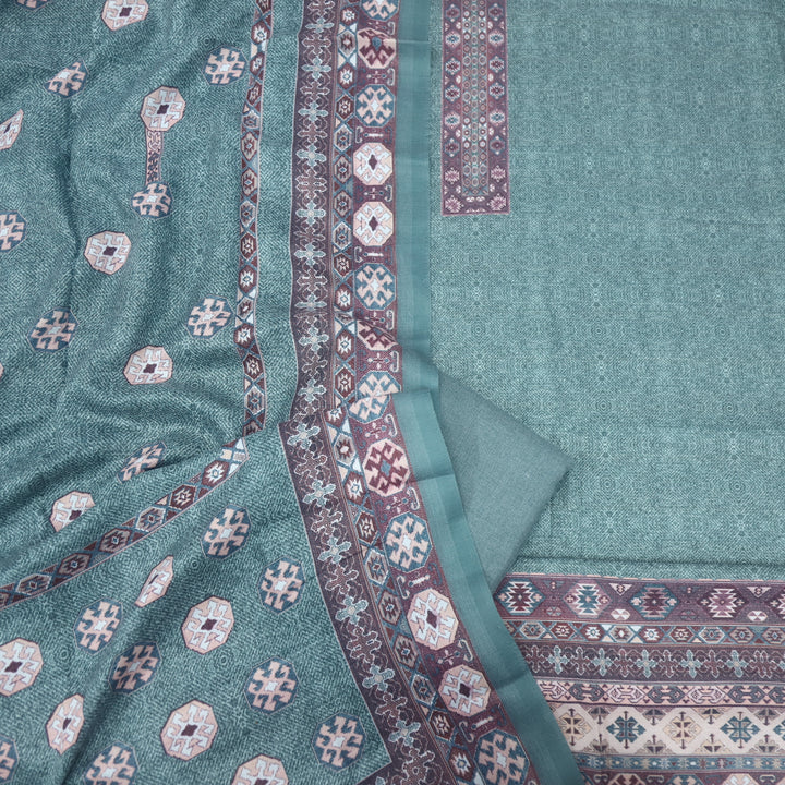 Kanya Fern Green Digital Printed Semi Pashmina Suit Set