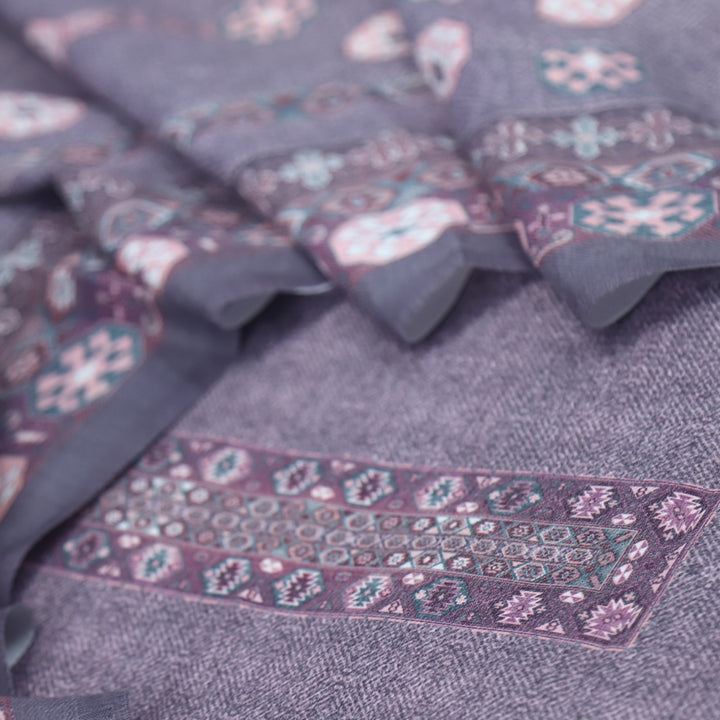 Kanya Mauve Pink Digital Printed Semi Pashmina Suit Set